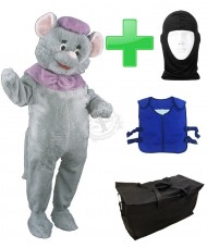 Kostüm Maus 15 + Kühlweste "Blue M24" + Tasche "Star" + Hygiene Maske (Hochwertig)