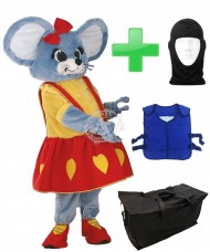 Kostüm Maus 22 + Kühlweste "Blue M24" + Tasche "Star" + Hygiene Maske (Hochwertig)