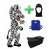 Kostüm Zebra 2 + Kühlweste "Blue M24" + Tasche "Star" + Hygiene Maske (Hochwertig)