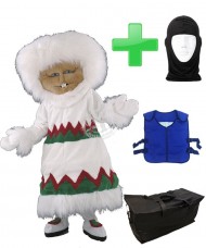 Kostüm Eskimo + Kühlweste "Blue M24" + Tasche "Star" + Hygiene Maske (Hochwertig)
