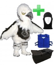 Maskottchen Adler Küken + Kühlweste "Blue M24" + Tasche "Star" + Hygiene Maske (Hochwertig)