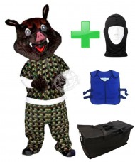 Kostüm Wildschwein Kostüm 3 + Kühlweste "Blue M24" + Tasche "Star" + Hygiene Maske (Hochwertig)