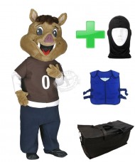 Kostüm Wildschwein 4 + Kühlweste "Blue M24" + Tasche "Star" + Hygiene Maske (Hochwertig)