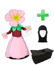 Kostüm Blume Rosa 2 + Tasche "Star" + Hygiene Maske (Hochwertig)