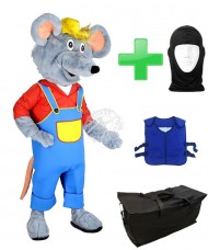 Kostüm Maus/Ratte 16 + Kühlweste "Blue M24" + Tasche "Star" + Hygiene Maske (Hochwertig)