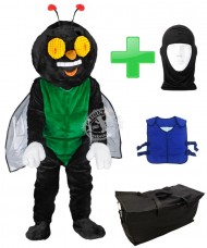 Kostüm Fliege + Kühlweste "Blue M24" + Tasche "Star" + Hygiene Maske (Hochwertig)
