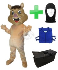 Kostüm Wildschwein 5 + Kühlweste "Blue M24" + Tasche "Star" + Hygiene Maske (Hochwertig)