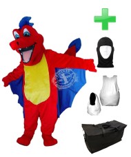 Kostüm Drache 1 + Haube + Kissen + Tasche (Werbefigur)