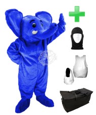 Kostüm Elefant 6 Blau + Haube + Kissen + Tasche (Professionell)