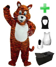 Kostüm Tiger 5 + Haube + Kissen + Tasche (Werbefigur)