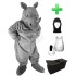 Kostüm Nashorn 2 + Haube + Kissen + Tasche (Werbefigur)