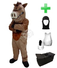 Kostüm Wildschwein 1 + Haube + Kissen + Tasche (Werbefigur)