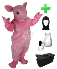 Kostüm Schwein 1 + Haube + Kissen + Tasche (Werbefigur)