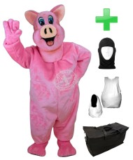 Kostüm Schwein 2 + Haube + Kissen + Tasche (Werbefigur)