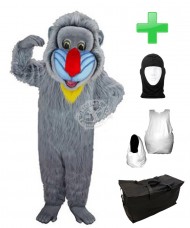 Kostüm Pavian Affe 1 + Haube + Kissen + Tasche (Professionell)