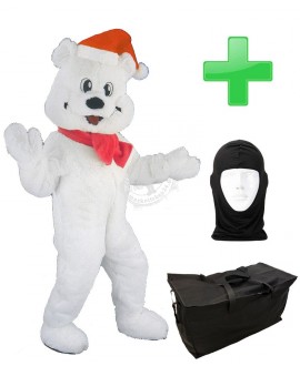 Kostüm Eisbär 6 Rot + Tasche "Star" + Hygiene Maske (Hochwertig)