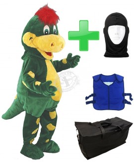 Kostüm Dino 4 + Kühlweste "Blue M24" + Tasche "Star" + Hygiene Maske (Hochwertig)
