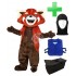 Kostüm Roter Panda + Kühlweste "Blue M24" + Tasche "Star" + Hygiene Maske (Hochwertig)