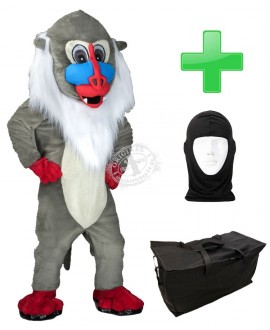 Kostüm Pavian / Affe 8 + Tasche "Star" + Hygiene Maske (Hochwertig)