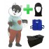 Kostüm Katze 9 + Kühlweste + Tasche Star + Hygiene Maske (Hochwertig)