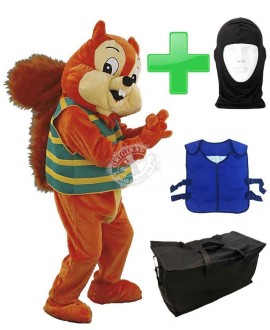 Kostüm Eichhörnchen 7 + Kühlweste "Blue M24" + Tasche "Star" + Hygiene Maske (Hochwertig)