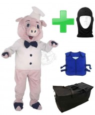 Kostüm Schwein 7 + Kühlweste "Blue M24" + Tasche "Star" + Hygiene Maske (Hochwertig)