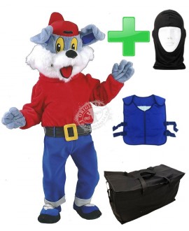 Kostüm Wolf 15 + Kühlweste "Blue M24" + Tasche "Star" + Hygiene Maske (Hochwertig)