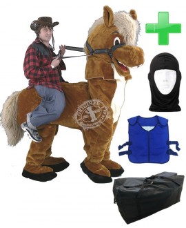 2. Personen Pferd 2 Kostüm + Kühlweste "Blue M24" + Tasche "XXL" + Hygiene Maske (Hochwertig)