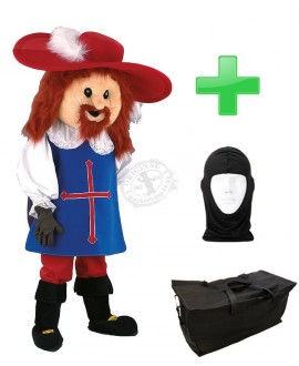 Musketier Athos Kostüm + Tasche "Star" + Hygiene Maske (Hochwertig)