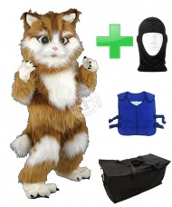 Kostüm Katze 12 + Kühlweste "Blue M24" + Tasche "Star" + Hygiene Maske (Hochwertig)