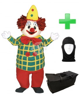 Kostüm Clown + Tasche "Star" + Hygiene Maske (Hochwertig)