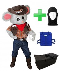 Kostüm Maus 12 + Kühlweste "Blue M24" + Tasche "Star" + Hygiene Maske (Hochwertig)