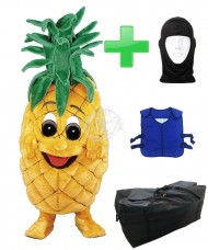 Kostüm Ananas + Kühlweste "Blue M24" + Tasche "XL" + Hygiene Maske (Hochwertig)