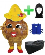 Kostüm Kartoffel + Kühlweste "Blue M24" + Tasche "XL" + Hygiene Maske (Hochwertig)