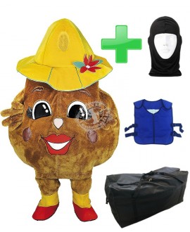 Kostüm Kartoffel + Kühlweste "Blue M24" + Tasche "XL" + Hygiene Maske (Hochwertig)