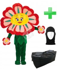 Kostüm Blume Rot + Tasche "XL" + Hygiene Maske (Hochwertig)