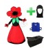 Kostüm Blume Rot 1 + Tasche "Star" + Hygiene Maske (Hochwertig)