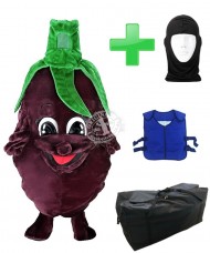 Kostüm Pflaume + Kühlweste "Blue M24" + Tasche "Star" + Hygiene Maske (Hochwertig)