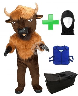 Kostüm Büffel / Stier 6 + Kühlweste "Blue M24" + Tasche "Star" + Hygiene Maske (Hochwertig)
