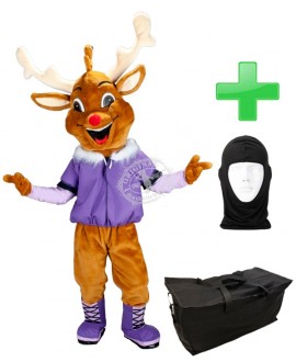 Kostüm Rentier / Elch 8 + Tasche "Star" + Hygiene Maske (Hochwertig)