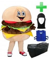 Kostüm Burger + Kühlweste "Blue M24" + Tasche "XL" + Hygiene Maske (Hochwertig)