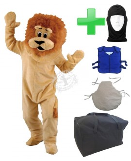 Kostüm Löwe 19 + Kissen + Kühlweste "Blue M24" + Tasche "L" + Hygiene Maske (Hochwertig)