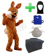 Kostüm Hase 74p "Braun" + Kissen + Kühlweste "Blue M24" + Tasche "L" + Hygiene Maske (Hochwertig)