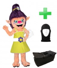 Kostüm Troll Frau + Tasche "Star" + Hygiene Maske (Hochwertig)