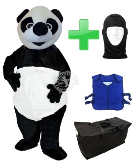 Kostüm Panda 8 + Kühlweste "Blue M24"+ Tasche "Star" + Hygiene Maske (Hochwertig)