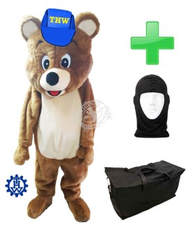 Kostüm Bär THW + Tasche "Star" + Hygiene Maske (Hochwertig)