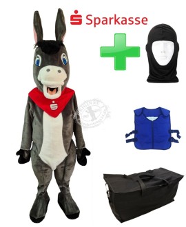 Sparkassen "Goldi" Esel + Kühlweste "Blue M24" + Tasche "Star" + Hygiene Maske (Hochwertig)